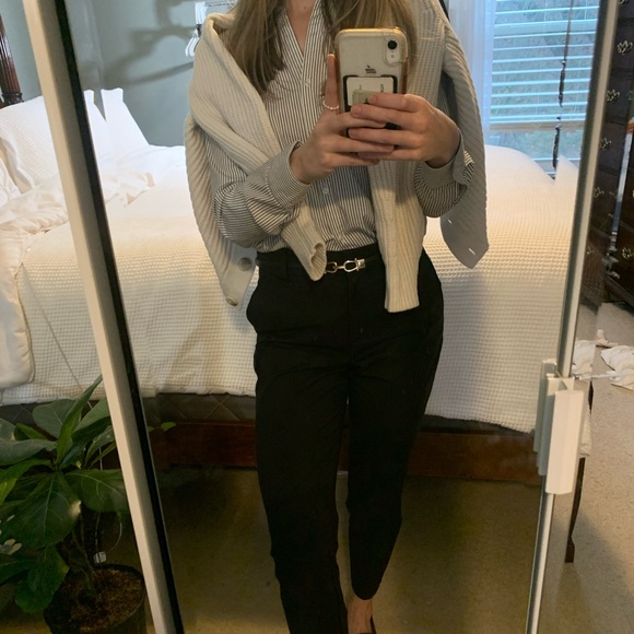 Black and White Striped Button-Up Blouse - Picture 2 of 4